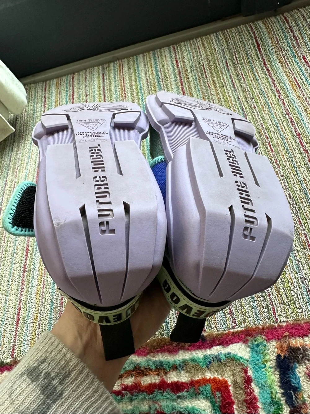 Fluevog LIKE NEW Future Angel Blair Velcro green/blue/purple vegan sneaker-7